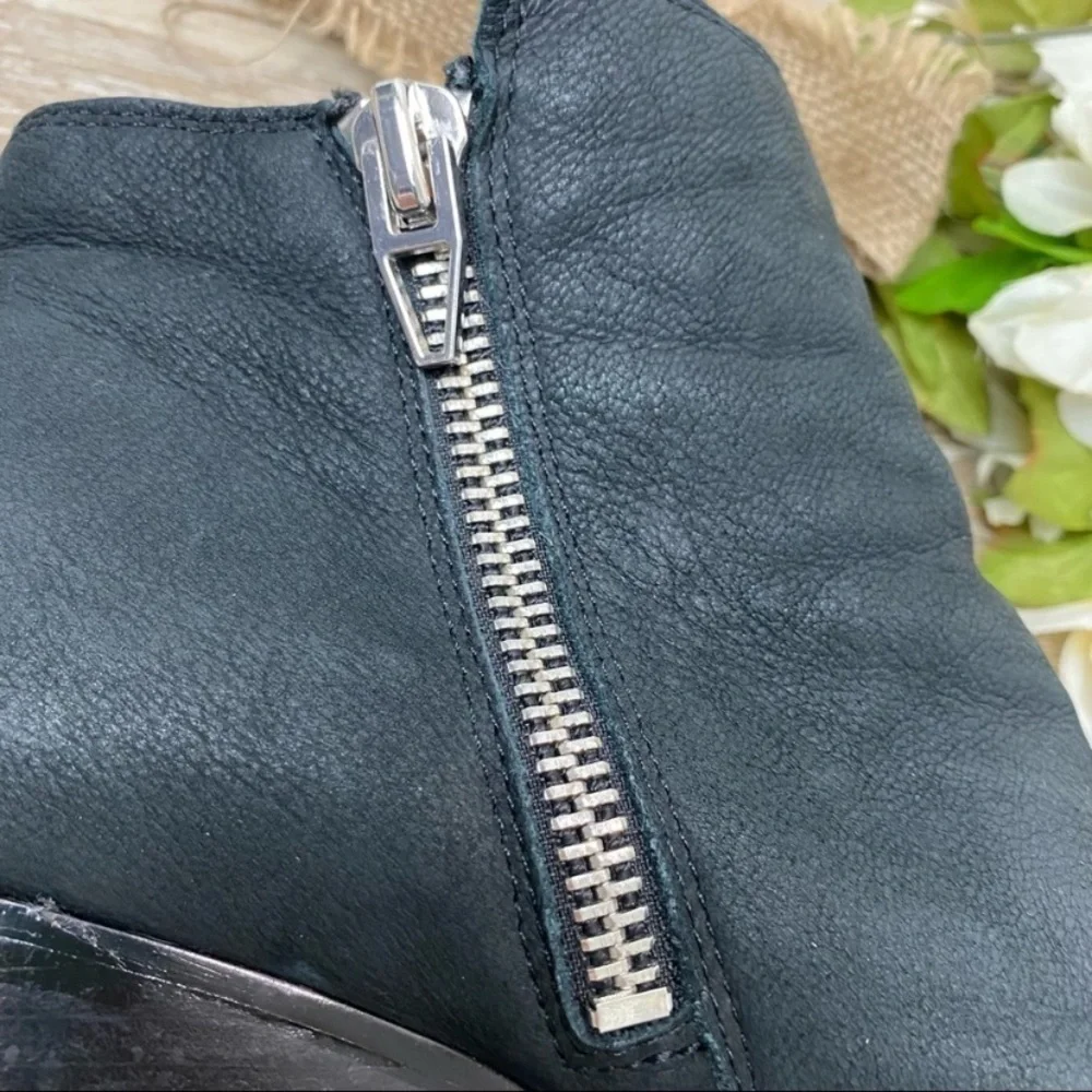 Dolce Vita “Sema” Black Nubuck Leather Side Fringe Booties